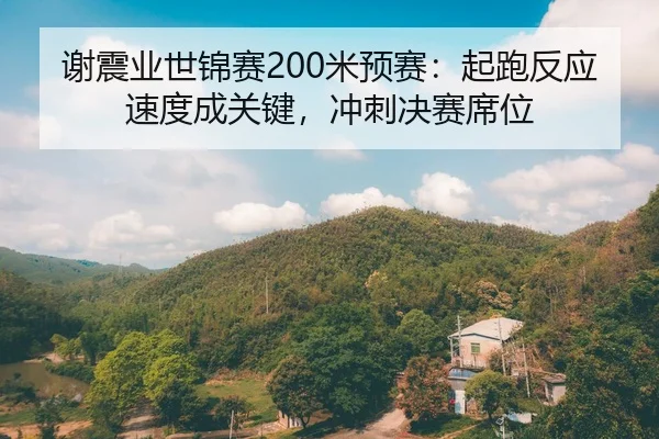 谢震业世锦赛200米预赛：起跑反应速度成关键，冲刺决赛席位